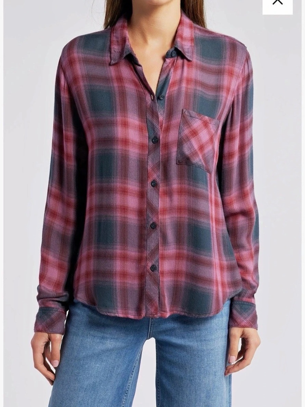 Rails Hunter Plaid Shirt Button Down Red & Gray Large